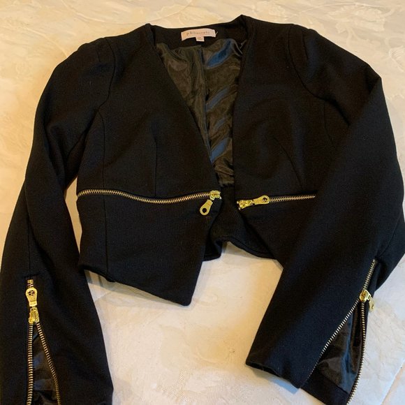 Philosophy Jackets & Blazers - Philosophy Black and Gold Crop Jacket- Size XS